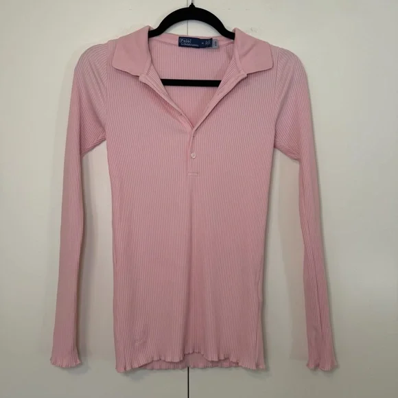 Pink Polo Ralph Lauren Women's Ribbed Long Sleeve - Picture 1 of 4